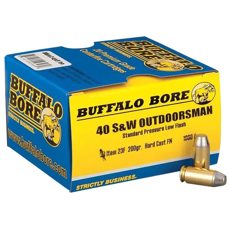 Buffalo Bore Ammunition 23F20 Outdoorsman Strictly Business 40SW 200gr Hard Cast Flat Nose 20 Per Box12 Case