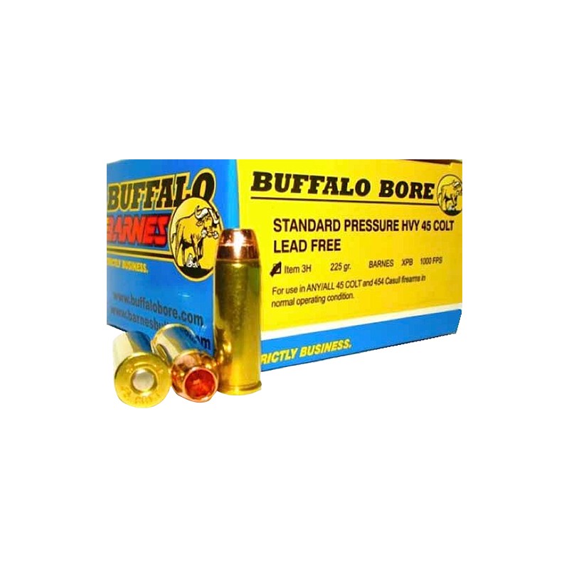 Buffalo Bore Ammunition 3H20 BuffaloBarnes Strictly Business 45Colt 225gr Barnes VORTX XPB Lead Free 20 Per Box12 Case