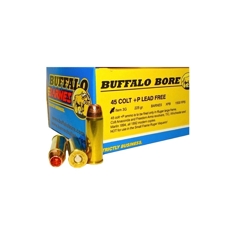 Buffalo Bore Ammunition 3G20 BuffaloBarnes Strictly Business 45Colt P 225gr Barnes VORTX XPB Lead Free 20 Per Box12 Case