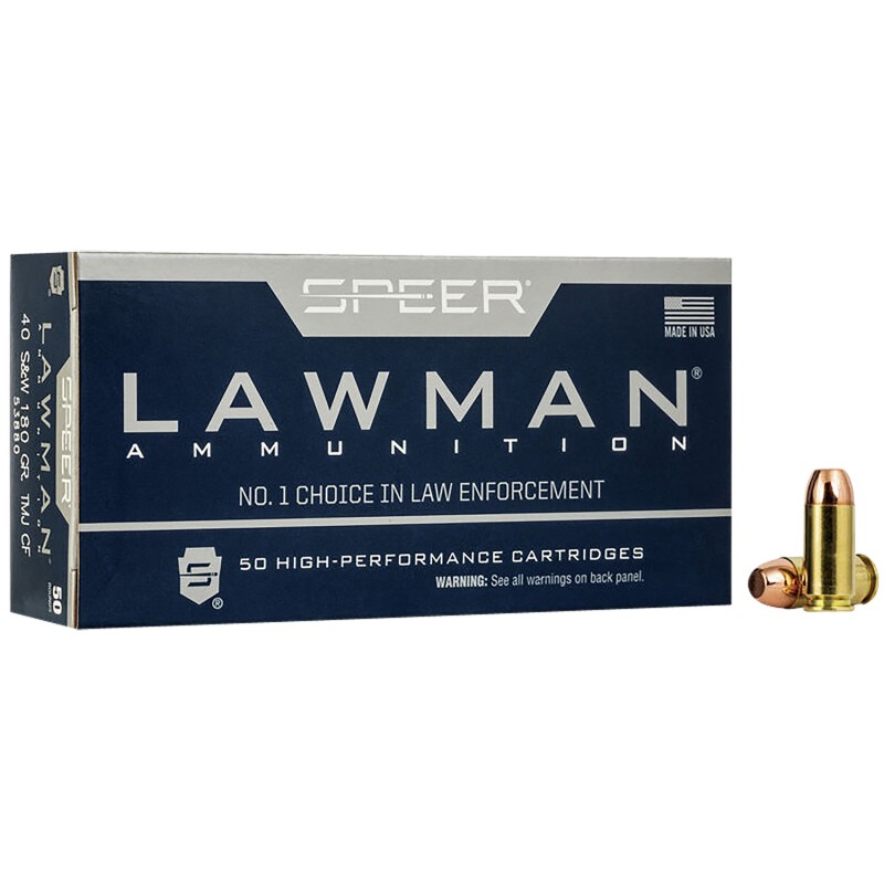 Speer 53880 Lawman Training CleanFire 40SW 180gr Total Metal Jacket Round Nose 50 Per Box20 Case