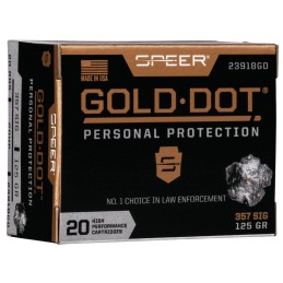 Speer 23918GD Gold Dot Personal Protection 357Sig 125gr Hollow Point 20 Per Box10 Case