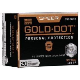 Speer 23960GD Gold Dot Personal Protection 357Mag 158gr Hollow Point 20 Per Box10 Case