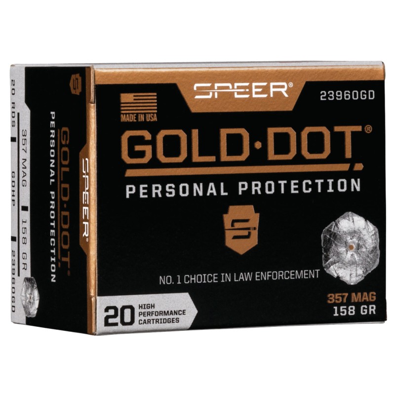 Speer 23960GD Gold Dot Personal Protection 357Mag 158gr Hollow Point 20 Per Box10 Case