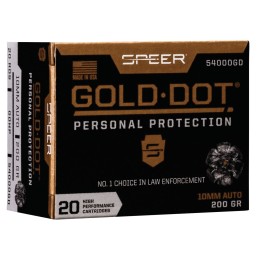 Speer 54000GD Gold Dot Personal Protection 10mmAuto 200gr Hollow Point 20 Per Box10 Case