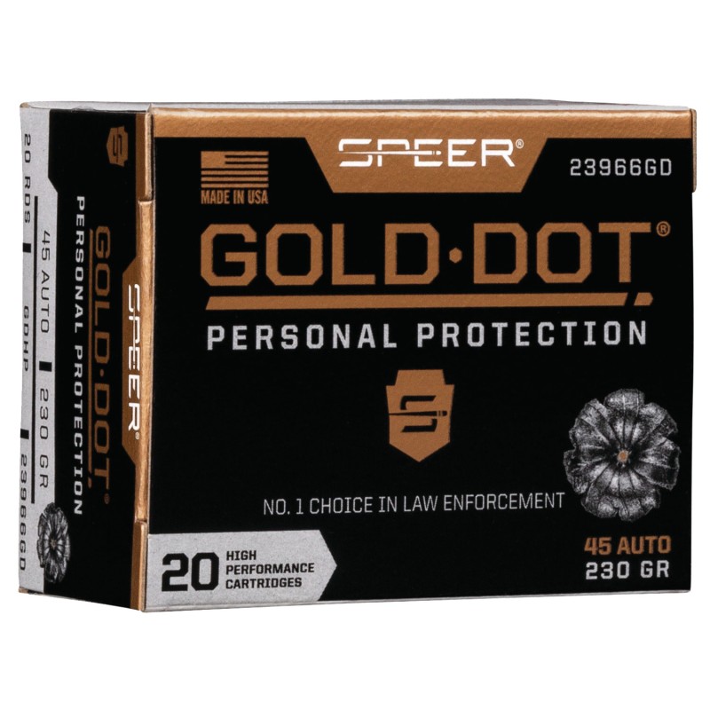 Speer 23966GD Gold Dot Personal Protection 45ACP 230gr Hollow Point 20 Per Box10 Case