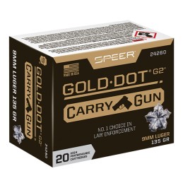 Speer 24260 Gold Dot Carry Gun 9mmLuger 135gr Hollow Point 20 Per Box10 Case