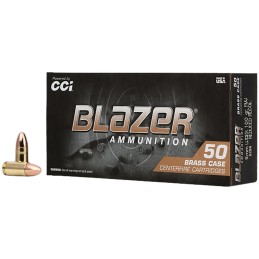 CCI 5296 Blazer Brass Full Metal Jacket 9mmLuger 100gr Full Metal Jacket 50 Per Box20 Case