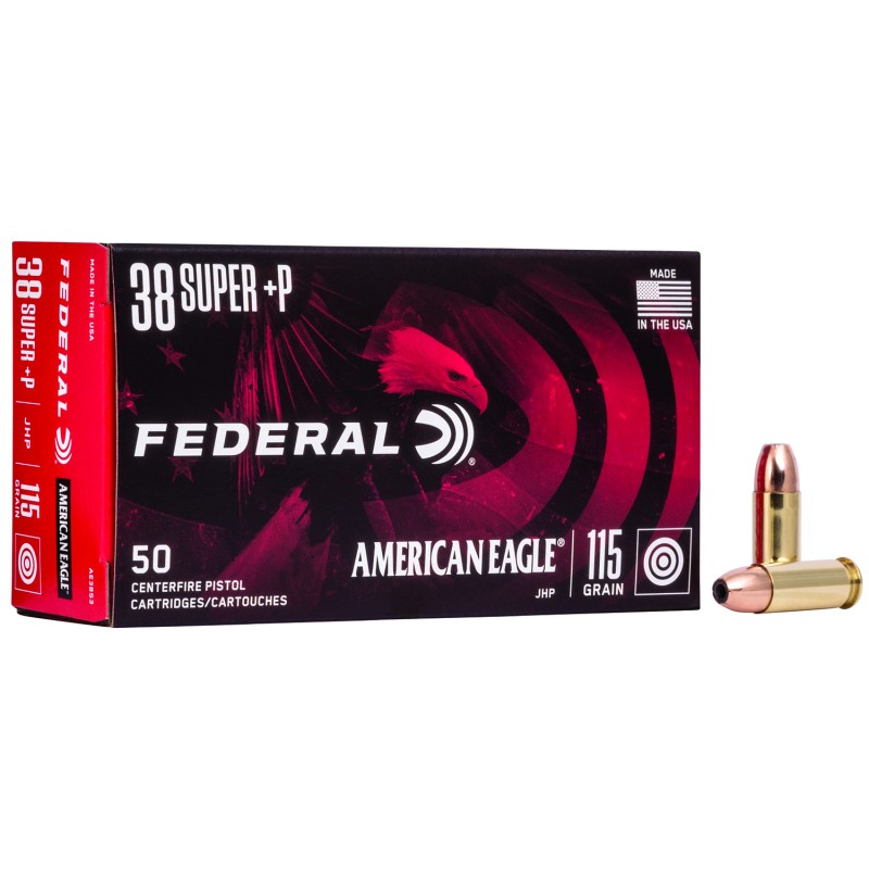 Federal AE38S3 American Eagle Handgun 38SuperP 115gr Jacketed Hollow Point 50 Per Box20 Case