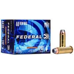 Federal C44A PowerShok Handgun 44RemMag 240gr Jacketed Hollow Point 20 Per Box25 Case