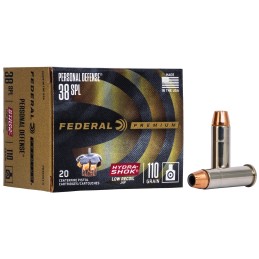 Federal PD38HS3H Premium Personal Defense Low Recoil 38Special 110gr HydraShok Jacketed Hollow Point 20 Per Box10 Case