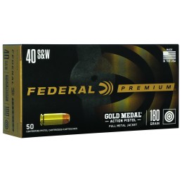 Federal GM40AP1 Gold Medal Centerfire Pistol 40SW 180gr Full Metal Jacket 50 Per Box10 Case