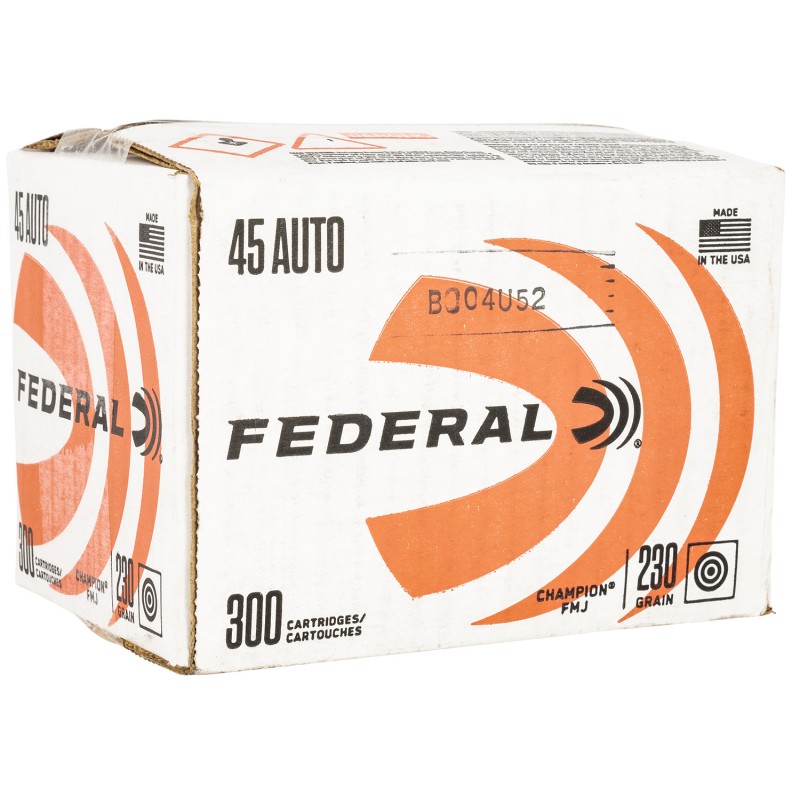 Federal C45230A300 Champion Training 45ACP 230gr Full Metal Jacket 300 Per Box1 Case Loose