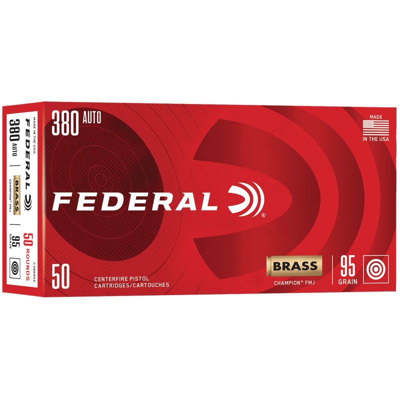 Federal C38095A Champion  380ACP 95gr Full Metal Jacket 50 Per Box20 Case