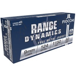 Fiocchi 9APB Range Dynamics  9mmLuger 124gr Full Metal Jacket 50 Per Box20 Case