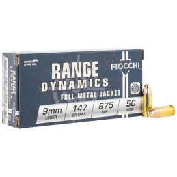 Fiocchi 9APD Range Dynamics  9mmLuger 147gr Full Metal Jacket 50 Per Box20 Case