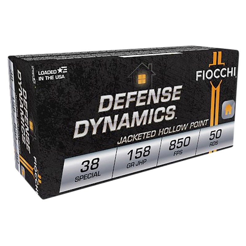 Fiocchi 38B Defense Dynamics  38Special 158gr Jacketed Hollow Point 50 Per Box20 Case