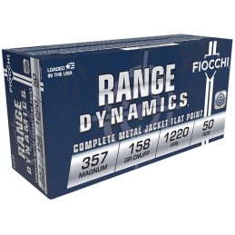 Fiocchi 357GCMJ Range Dynamics  357Mag 158gr Copper Metal Jacket Flat Point 50 Per Box20 Case