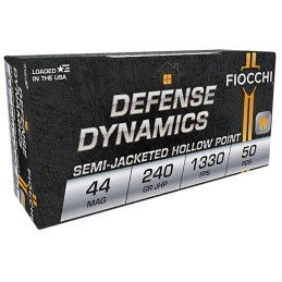 Fiocchi 44D500 Defense Dynamics  44RemMag 240gr Jacketed Hollow Point 50 Per Box10 Case