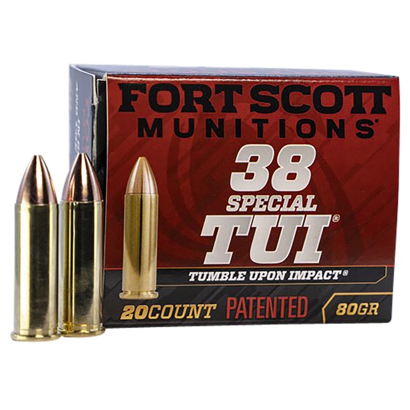 Fort Scott Munitions 38SPL080SCV Tumble Upon Impact TUI  38SpecialP 80gr Solid Copper Spun 20 Per Box25 Case