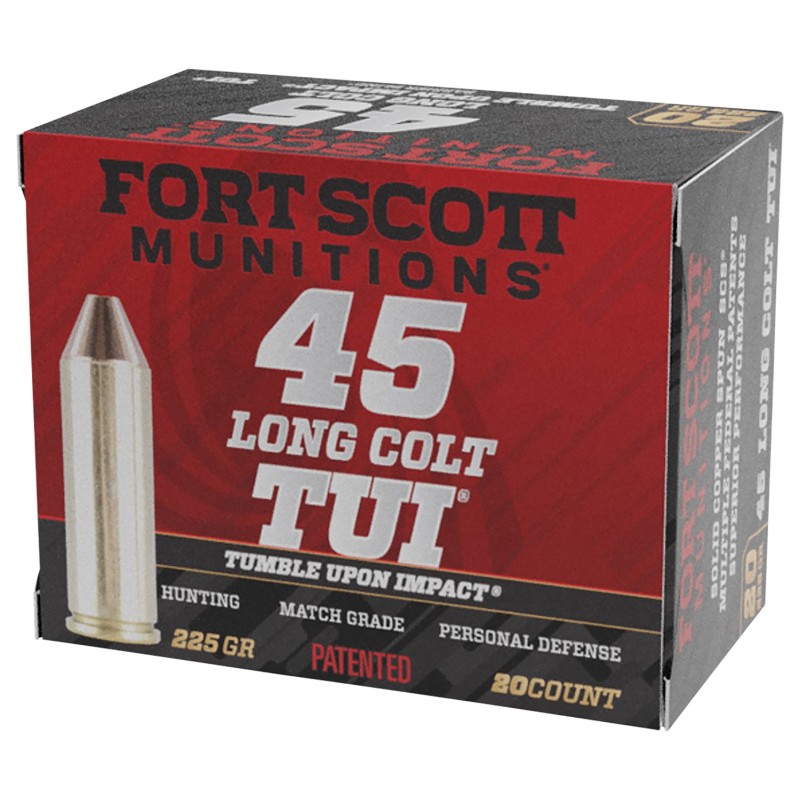 Fort Scott Munitions 45LC225SCV Tumble Upon Impact TUI  45LongColt 225gr Solid Copper Spun 20 Per Box25 Case