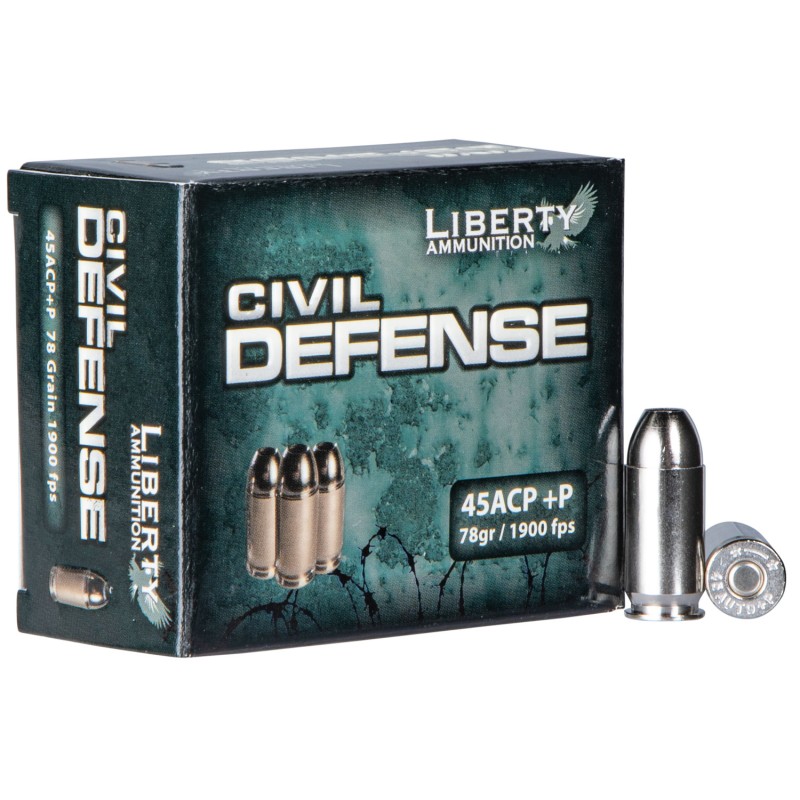 Liberty Ammunition LACD45013 Civil Defense  45ACPP 78gr Lead Free Fragmenting Hollow Point 20 Per Box50 Case