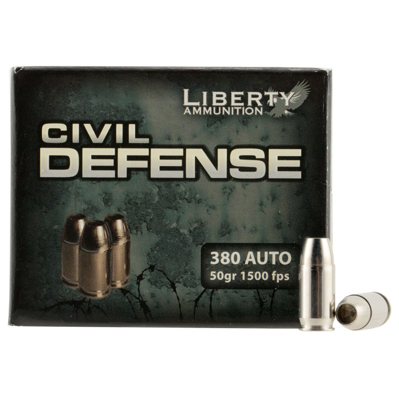 Liberty Ammunition LACD380023 Civil Defense  380ACP 50gr Lead Free Fragmenting Hollow Point 20 Per Box50 Case