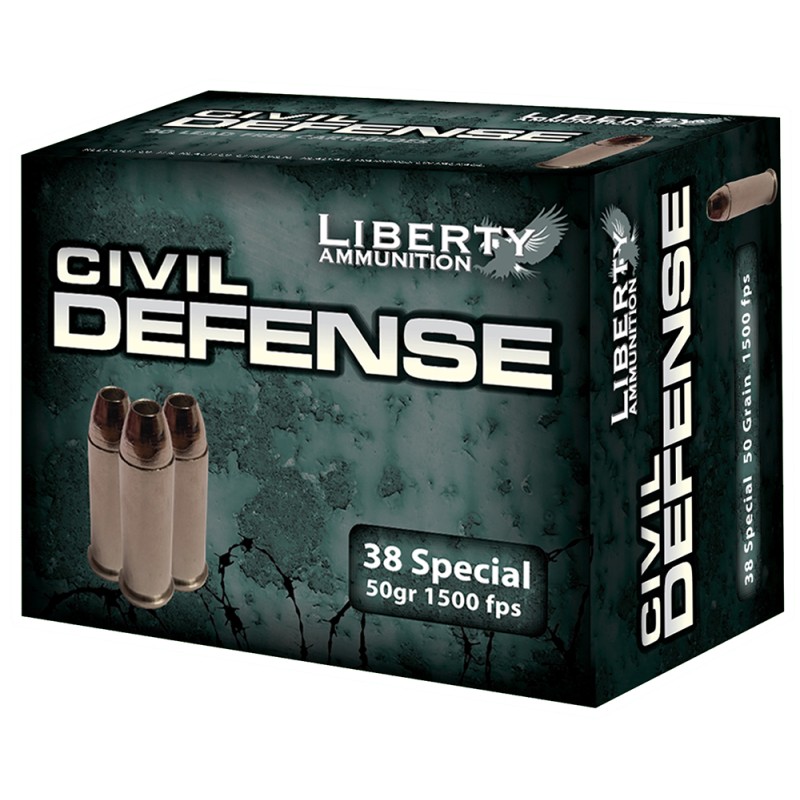 Liberty Ammunition LACD38025 Civil Defense  38Special 50gr Lead Free Fragmenting Hollow Point 20 Per Box50 Case