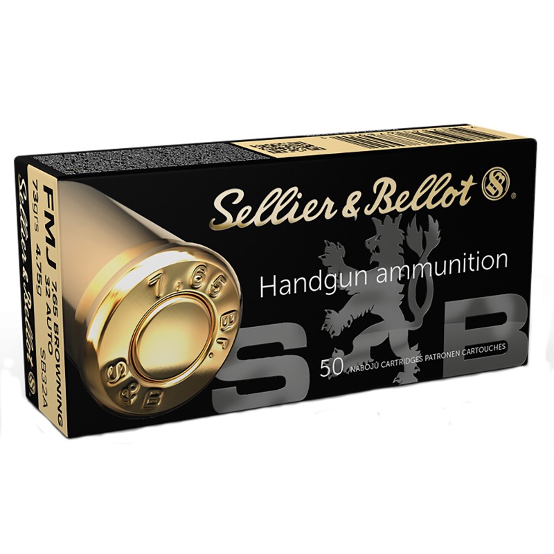 Sellier  Bellot SB32A Handgun  32ACP 73gr Full Metal Jacket 50 Per Box40 Case