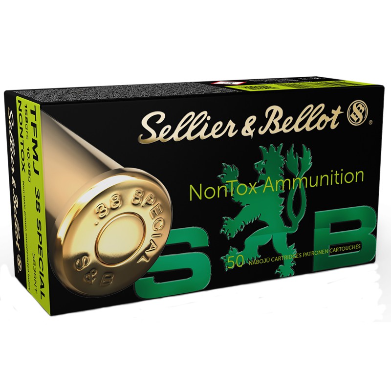 Sellier  Bellot SB38NT Handgun NonTox  38Special 158gr Total Full Metal Jacket 50 Per Box20 Case