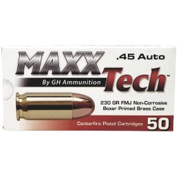 MaxxTech PTGB45B Brass Pistol  45ACP 230gr Full Metal Jacket 50 Per Box10 Case