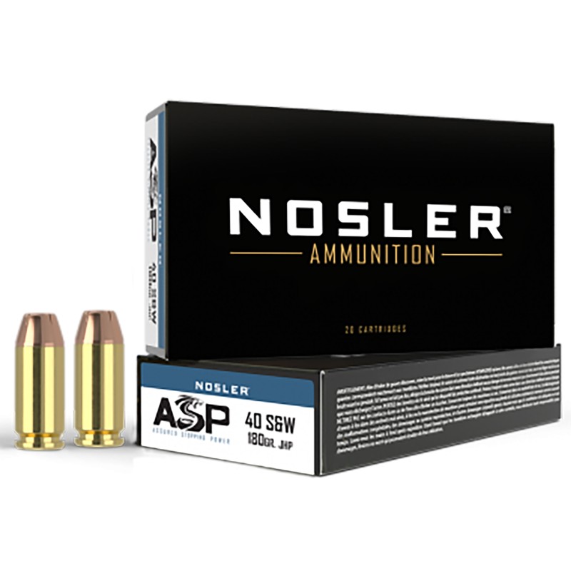 Nosler 51212 Assured Stopping Power Handgun 40SW 180gr Jacketed Hollow Point 50 Per Box10 Case