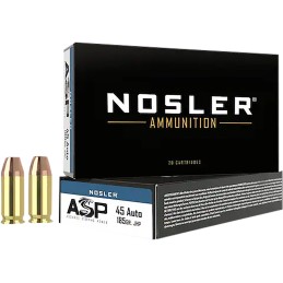 Nosler 51271 Assured Stopping Power Handgun 45ACP 185gr Jacketed Hollow Point 50 Per Box10 Case