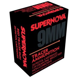 Supernova PMSN9MMR Red Tracer Non Corrosive 9mmLuger 119gr Full Metal Jacket 20 Per Box50 Case