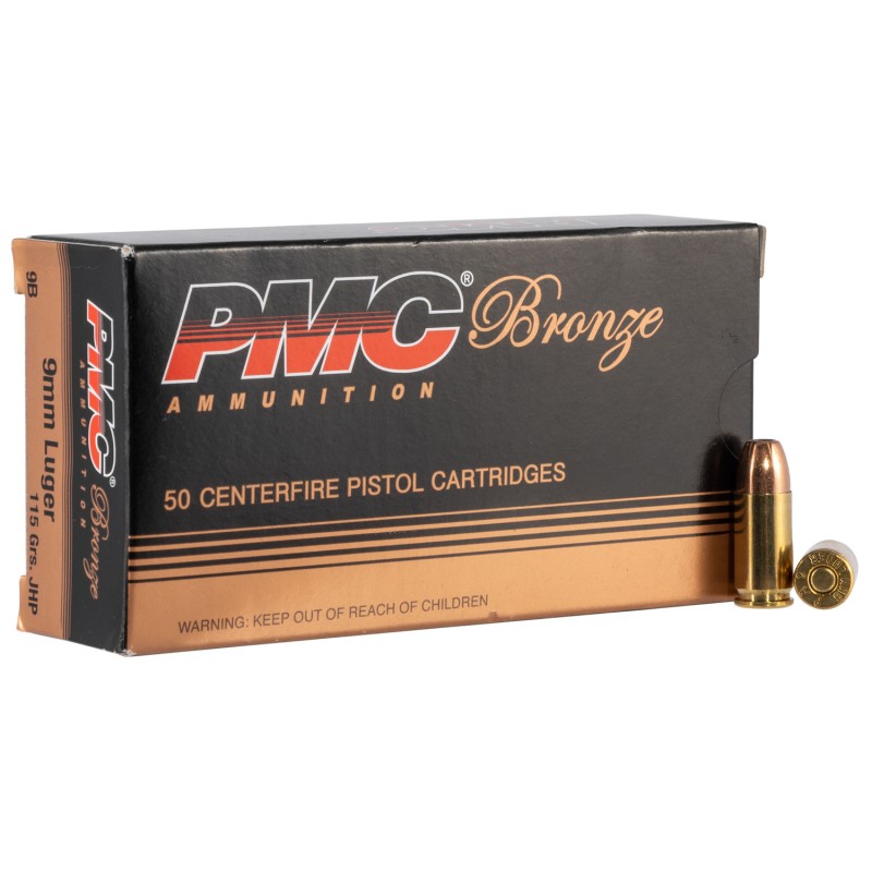 PMC 9B Bronze  9mmLuger 115gr Jacketed Hollow Point 50 Per Box20 Case