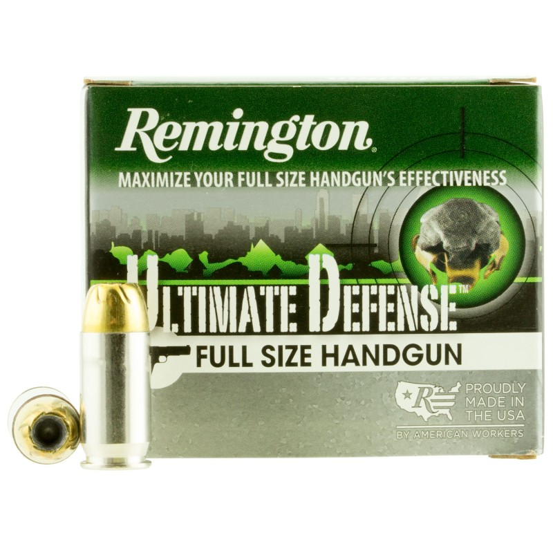 Remington Ammunition 28971 Ultimate Defense Full Size Handgun 45ACP 185gr Brass Jacketed Hollow Point 20 Per Box25 Case