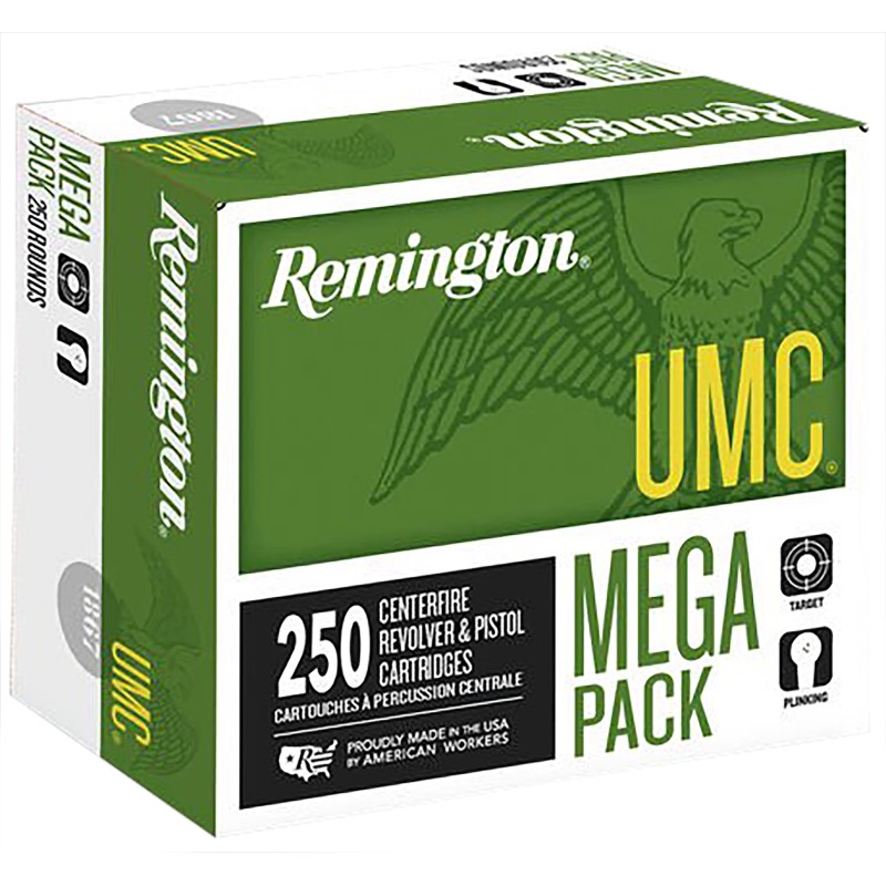 Remington Ammunition 23777 UMC Mega Pack 9mmLuger 115gr Full Metal Jacket 250 Per Box4 Case