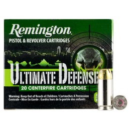 Remington Ammunition 28939 Ultimate Defense Full Size Handgun 40SW 180gr Brass Jacketed Hollow Point 20 Per Box25 Case