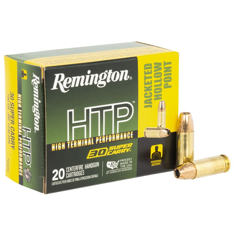 Remington Ammunition R20019 HTP  30SuperCarry 100gr Jacketed Hollow Point 20 Per Box10 Case