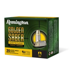 Remington Ammunition 27613 Golden Saber Defense 9mmLuger 124gr Brass Jacketed Hollow Point 20 Per Box25 Case