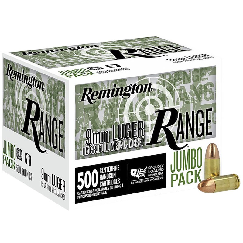 Remington Ammunition R27779 Range Jumbo Pack 9mmLuger 115gr Full Metal Jacket 500Box