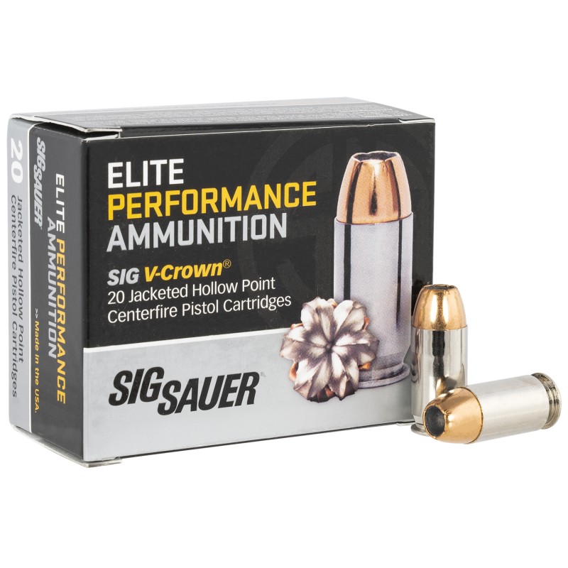 Sig Sauer E45AP120 Elite Performance  45ACP 200gr VCrown Jacketed Hollow Point 20 Per Box10 Case