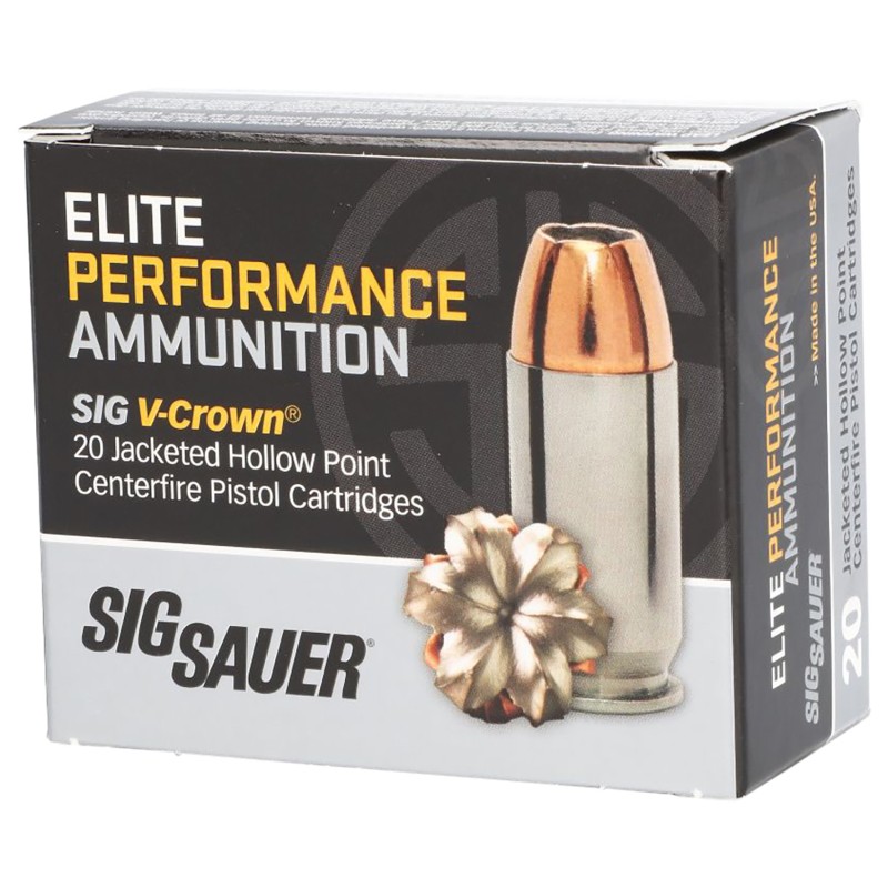 Sig Sauer E40SW120 Elite Performance  40SW 165gr VCrown Jacketed Hollow Point 20 Per Box10 Case