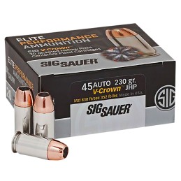 Sig Sauer E45AP220 Elite Performance  45ACP 230gr VCrown Jacketed Hollow Point 20 Per Box10 Case