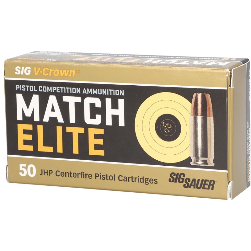 Sig Sauer E9MMA3COMP50 Match Elite Competition  9mmLuger 147gr VCrown Jacketed Hollow Point 50 Per Box20 Case