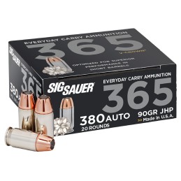 Sig Sauer E380A136520 Elite Performance 365 380ACP 90gr VCrown Jacketed Hollow Point 20 Per Box10 Case