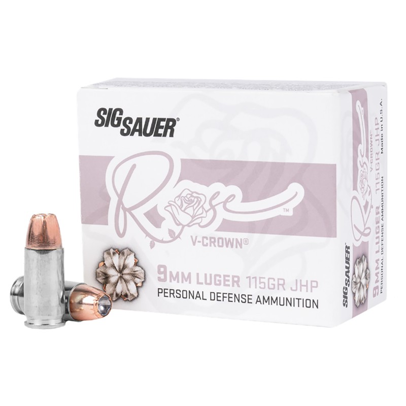 Sig Sauer E9MMA1ROSE20 Rose  9mmLuger 115gr VCrown Jacketed Hollow Point 20 Per Box10 Case