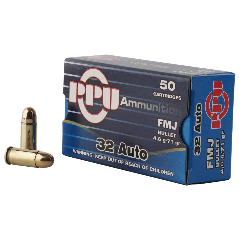 PPU PPH32AF Handgun  32ACP 71gr Full Metal Jacket 50 Per Box20 Case