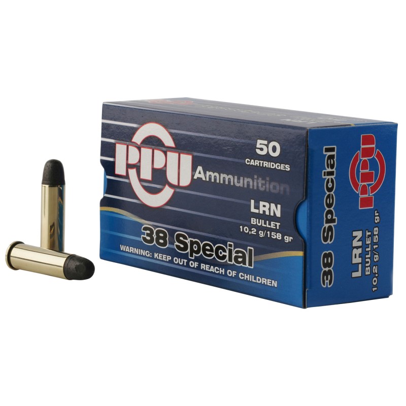 PPU PPH38SL Handgun  38Special 158gr Lead Round Nose 50 Per Box10 Case