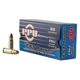 PPU PPH763 Handgun  7.63mmMauser 85gr Full Metal Jacket 50 Per Box10 Case