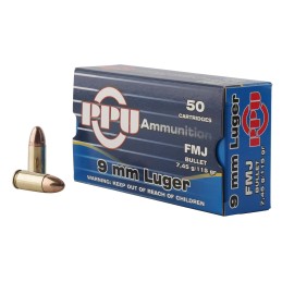 PPU PPH9F1 Handgun  9mmLuger 115gr Full Metal Jacket 50 Per Box20 Case